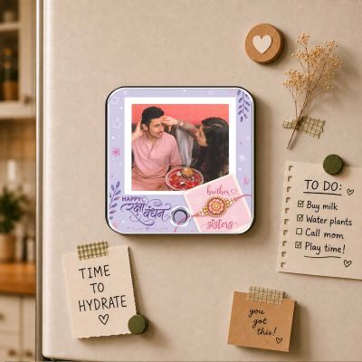 Personalized Sibling Story Rakhi Magnet  Musical Photo Fridge Magnet with Custom Voice Message Unique Raksha Bandhan Gift